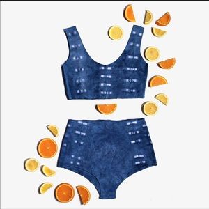 Earthly Indigo Tie Dye Swimwear Set